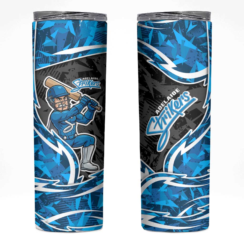 Adelaide Strikers Skinny Tumbler Flaming Lightning Storm Geometric Sports Mascot Art