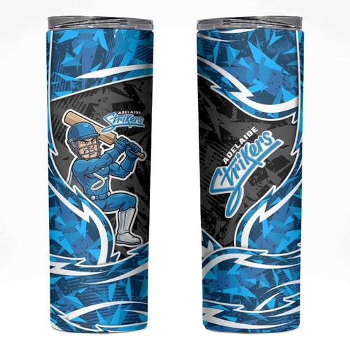 Adelaide Strikers Skinny Tumbler Flaming Lightning Storm Geometric Sports Mascot Art
