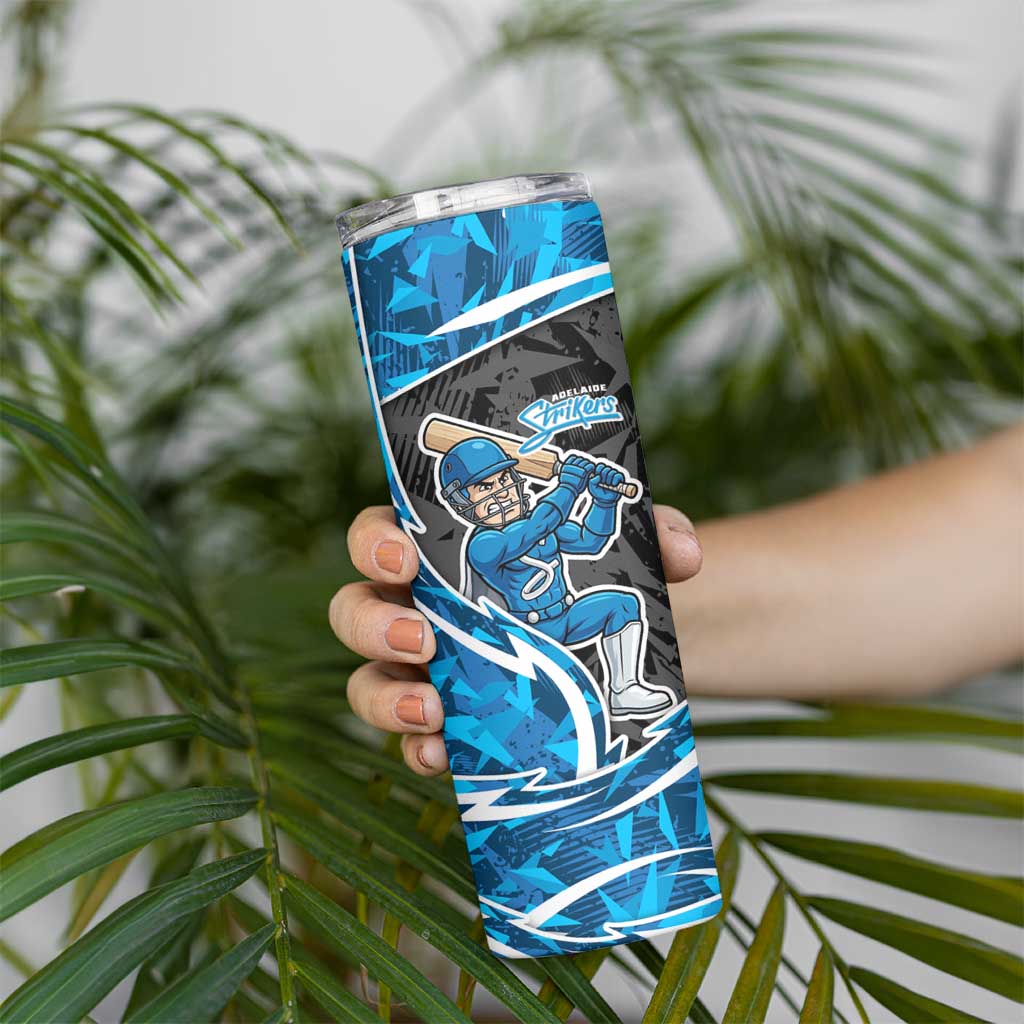 Adelaide Strikers Skinny Tumbler Flaming Lightning Storm Geometric Sports Mascot Art