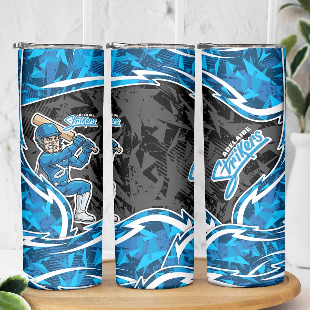 Adelaide Strikers Skinny Tumbler Flaming Lightning Storm Geometric Sports Mascot Art