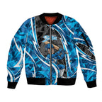 Adelaide Strikers Sleeve Zip Bomber Jacket Flaming Lightning Storm Geometric Sports Mascot Art