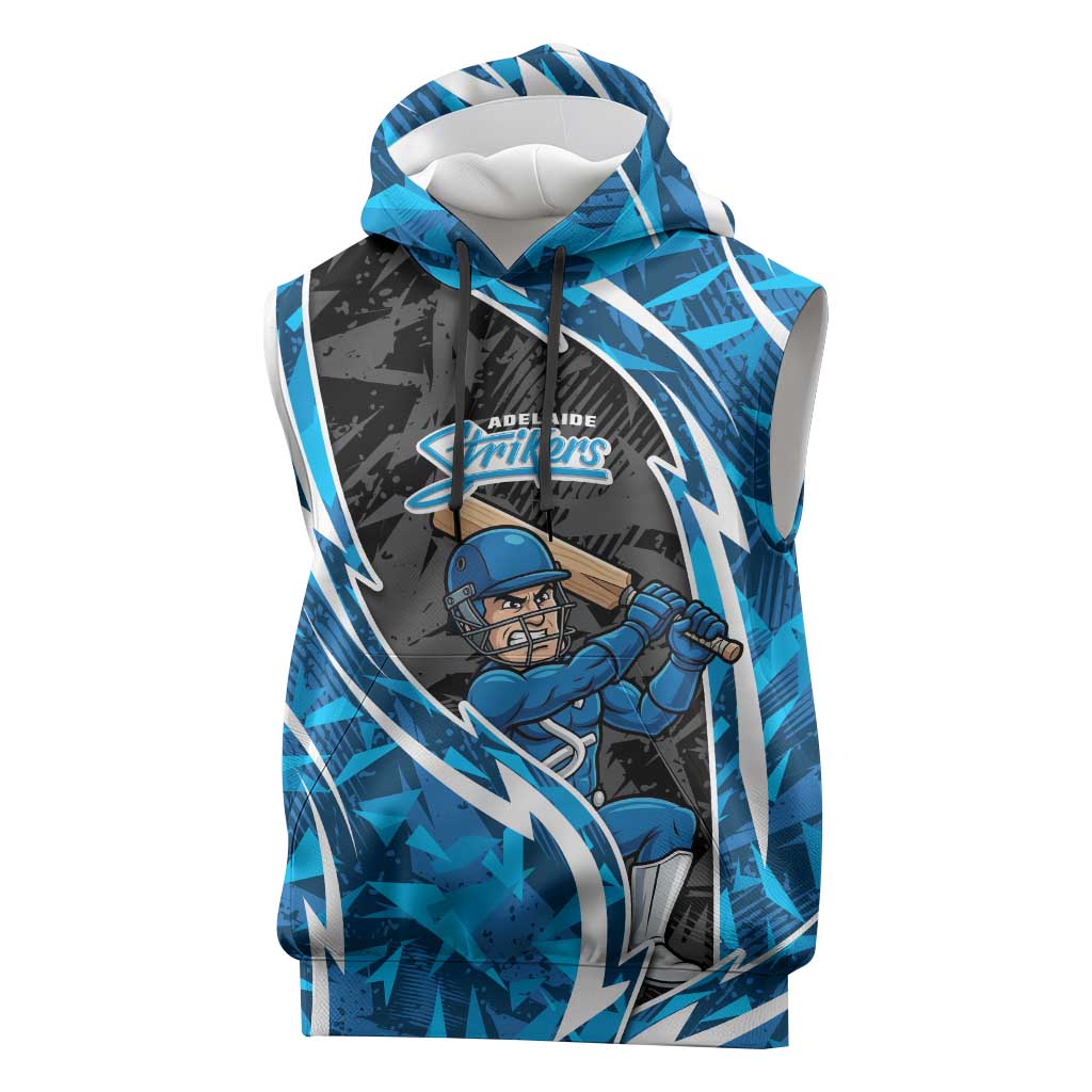 Adelaide Strikers Sleeveless Hoodie Flaming Lightning Storm Geometric Sports Mascot Art