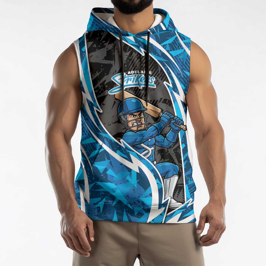 Adelaide Strikers Sleeveless Hoodie Flaming Lightning Storm Geometric Sports Mascot Art