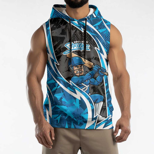 Adelaide Strikers Sleeveless Hoodie Flaming Lightning Storm Geometric Sports Mascot Art