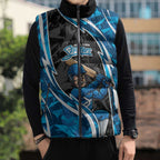 Adelaide Strikers Sleeveless Puffer Jacket Flaming Lightning Storm Geometric Sports Mascot Art