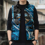 Adelaide Strikers Sleeveless Puffer Jacket Flaming Lightning Storm Geometric Sports Mascot Art