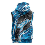 Adelaide Strikers Sleeveless Zip Hoodie Flaming Lightning Storm Geometric Sports Mascot Art
