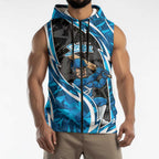 Adelaide Strikers Sleeveless Zip Hoodie Flaming Lightning Storm Geometric Sports Mascot Art
