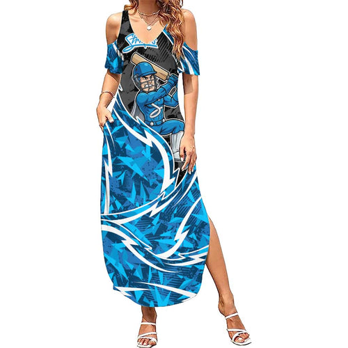 Adelaide Strikers Summer Maxi Dress Flaming Lightning Storm Geometric Sports Mascot Art