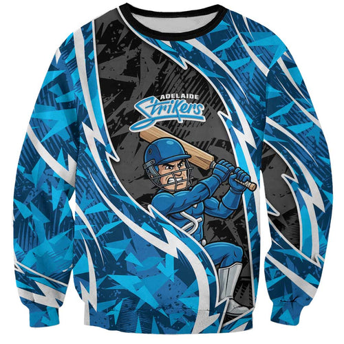 Adelaide Strikers Sweatshirt Flaming Lightning Storm Geometric Sports Mascot Art