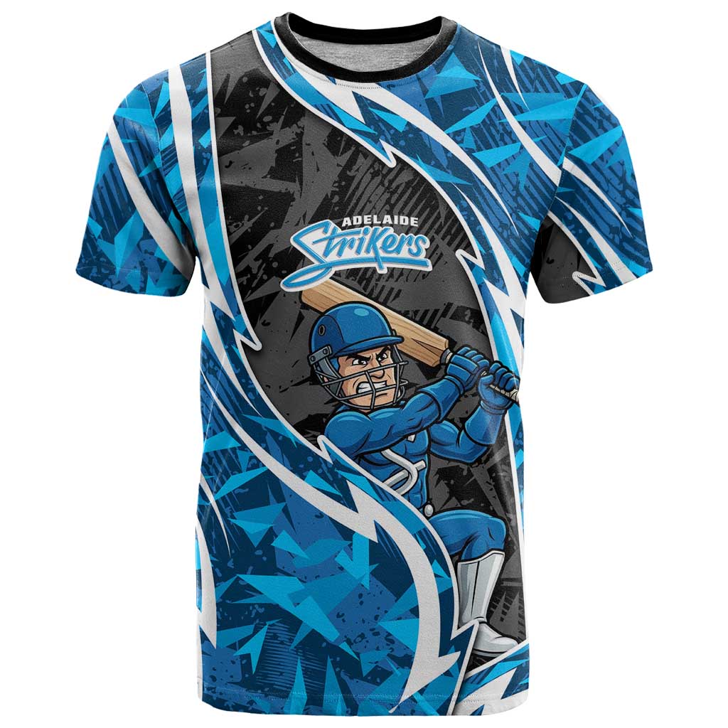 Adelaide Strikers T Shirt Flaming Lightning Storm Geometric Sports Mascot Art
