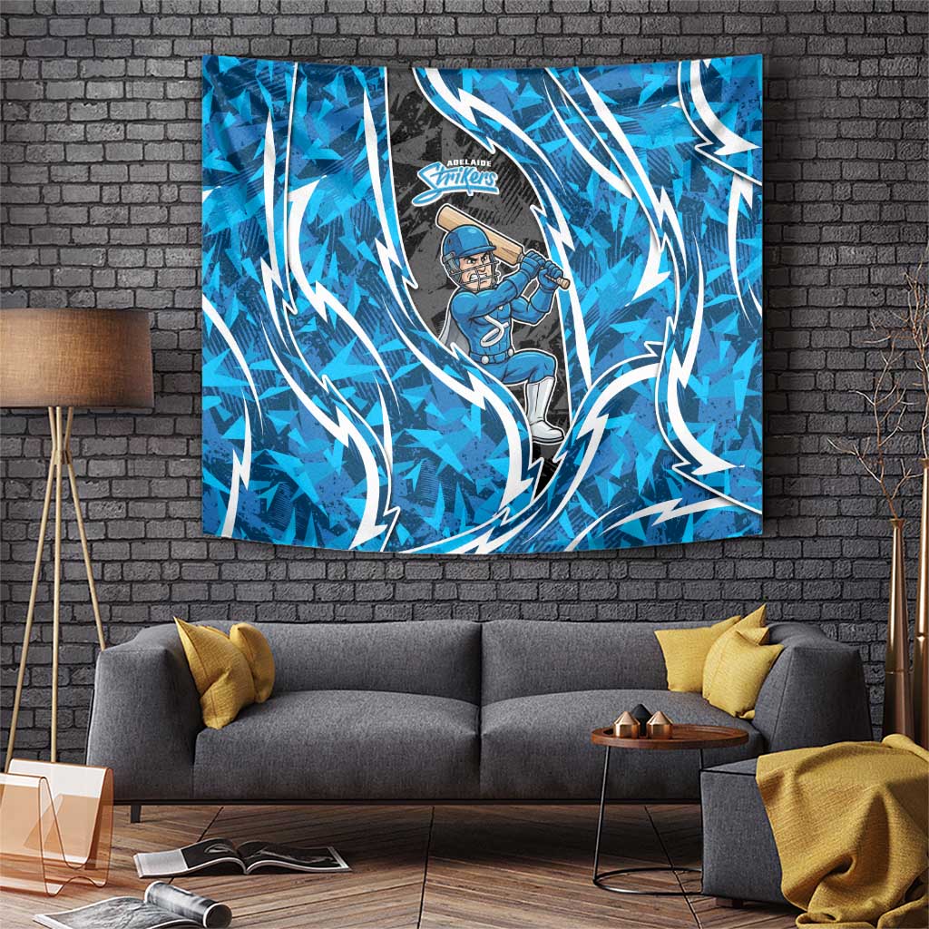 Adelaide Strikers Tapestry Flaming Lightning Storm Geometric Sports Mascot Art