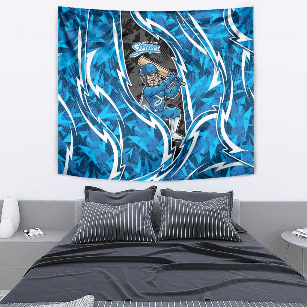 Adelaide Strikers Tapestry Flaming Lightning Storm Geometric Sports Mascot Art