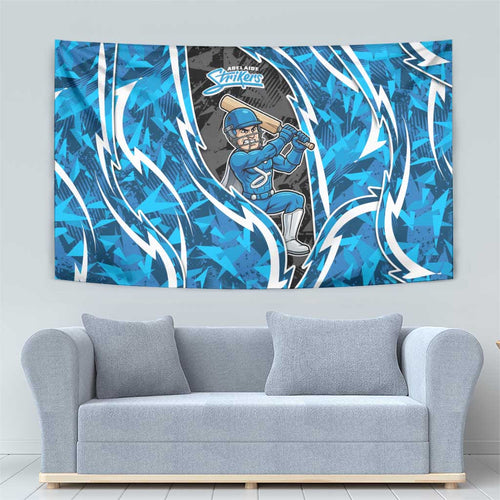 Adelaide Strikers Tapestry Flaming Lightning Storm Geometric Sports Mascot Art