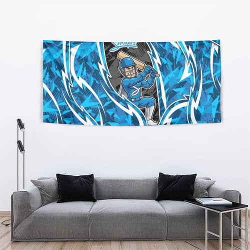 Adelaide Strikers Tapestry Flaming Lightning Storm Geometric Sports Mascot Art