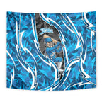 Adelaide Strikers Tapestry Flaming Lightning Storm Geometric Sports Mascot Art
