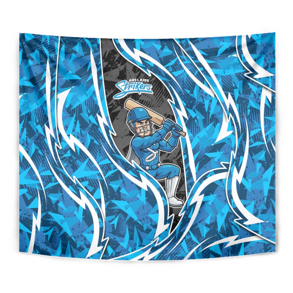 Adelaide Strikers Tapestry Flaming Lightning Storm Geometric Sports Mascot Art