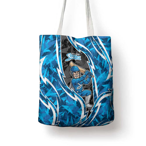 Adelaide Strikers Tote Bag Flaming Lightning Storm Geometric Sports Mascot Art