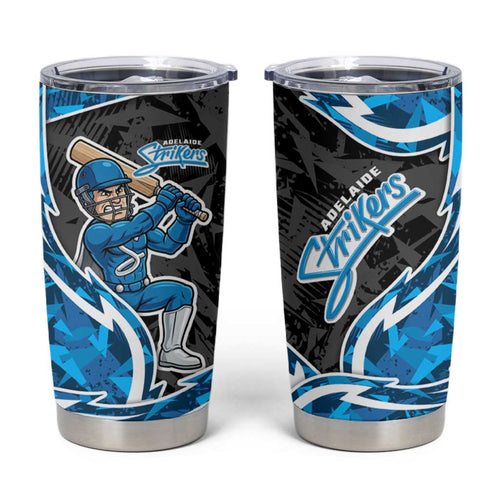 Adelaide Strikers Tumbler Cup Flaming Lightning Storm Geometric Sports Mascot Art