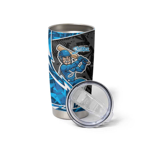 Adelaide Strikers Tumbler Cup Flaming Lightning Storm Geometric Sports Mascot Art