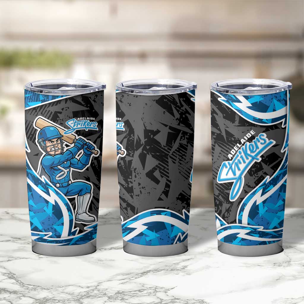 Adelaide Strikers Tumbler Cup Flaming Lightning Storm Geometric Sports Mascot Art