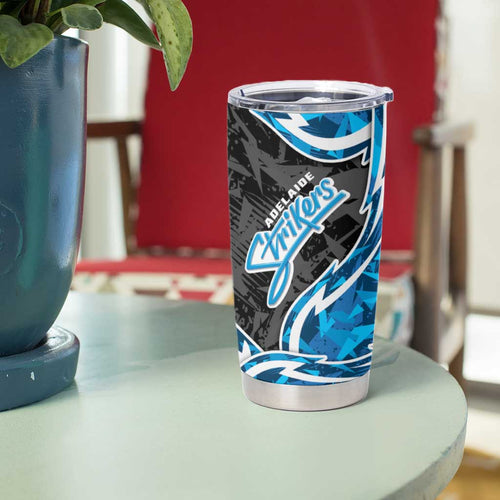 Adelaide Strikers Tumbler Cup Flaming Lightning Storm Geometric Sports Mascot Art