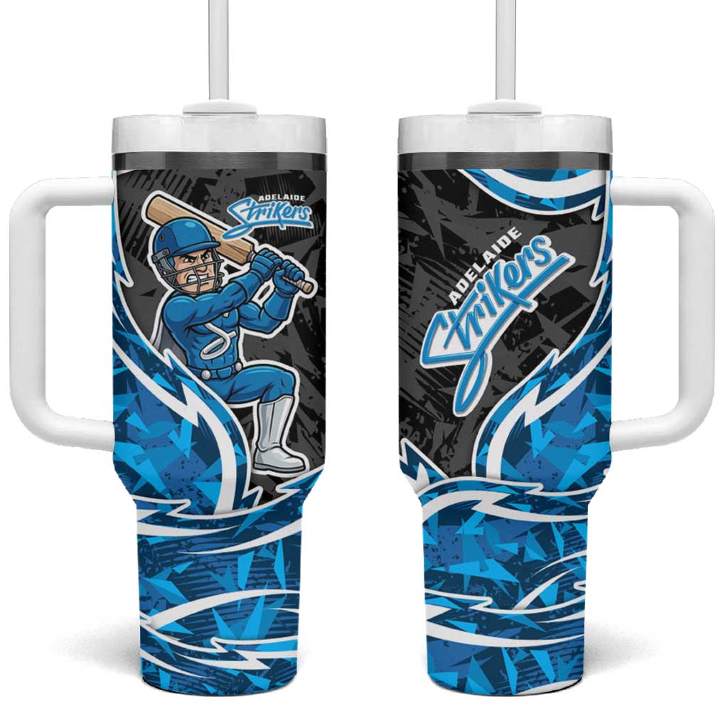 Adelaide Strikers Tumbler With Handle Flaming Lightning Storm Geometric Sports Mascot Art