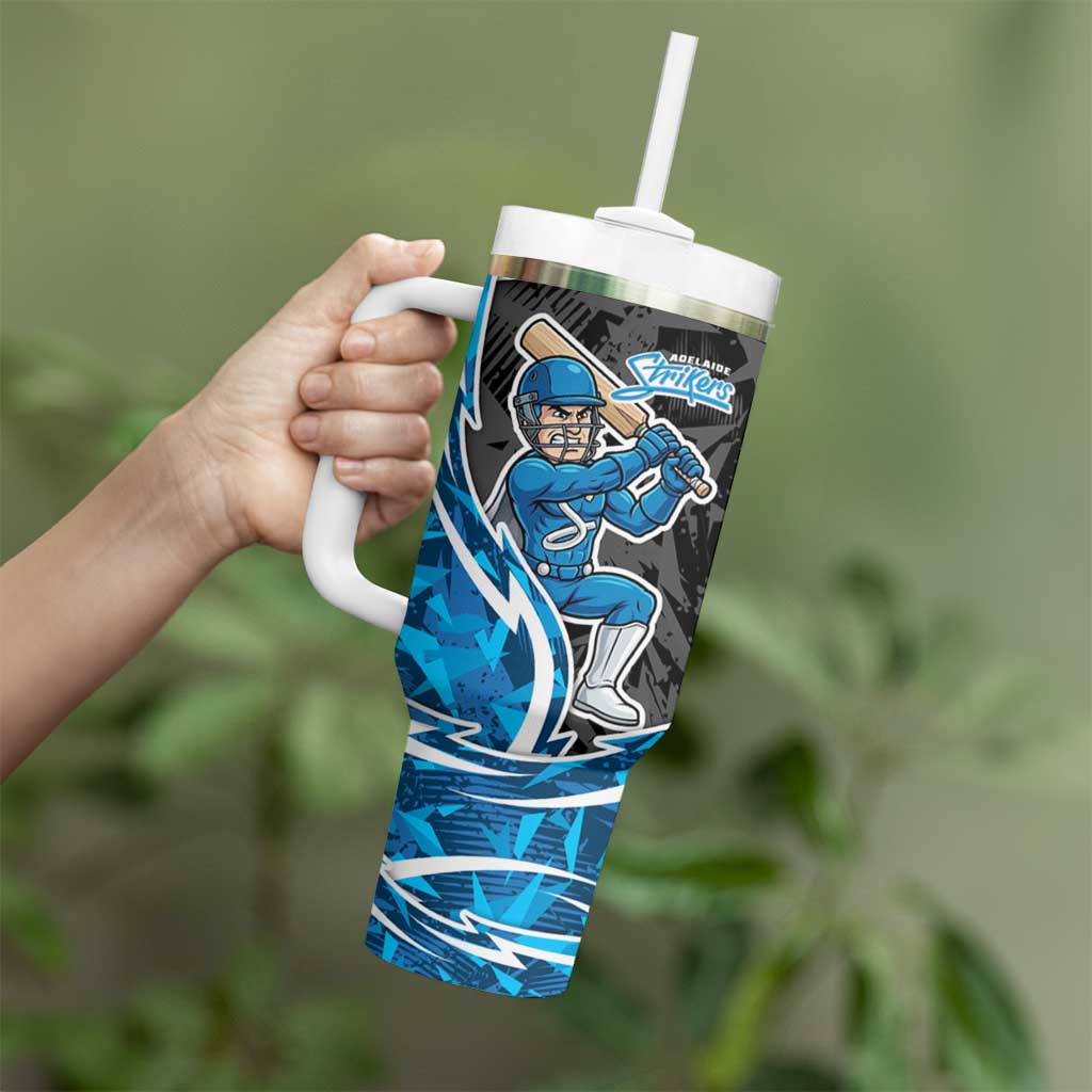 Adelaide Strikers Tumbler With Handle Flaming Lightning Storm Geometric Sports Mascot Art