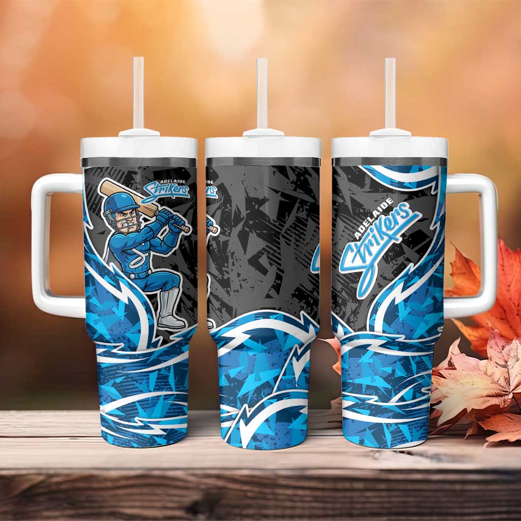 Adelaide Strikers Tumbler With Handle Flaming Lightning Storm Geometric Sports Mascot Art
