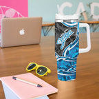 Adelaide Strikers Tumbler With Handle Flaming Lightning Storm Geometric Sports Mascot Art