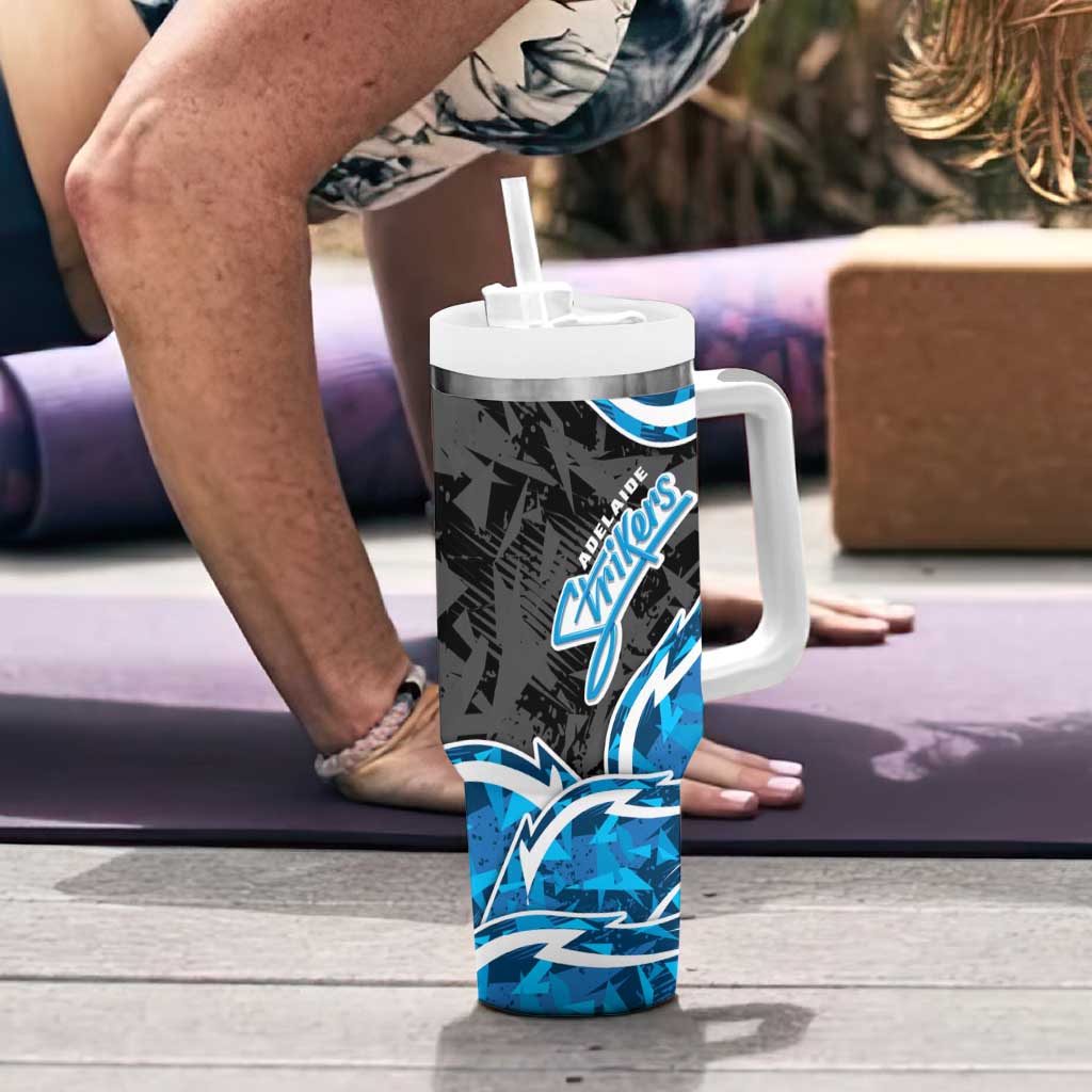 Adelaide Strikers Tumbler With Handle Flaming Lightning Storm Geometric Sports Mascot Art