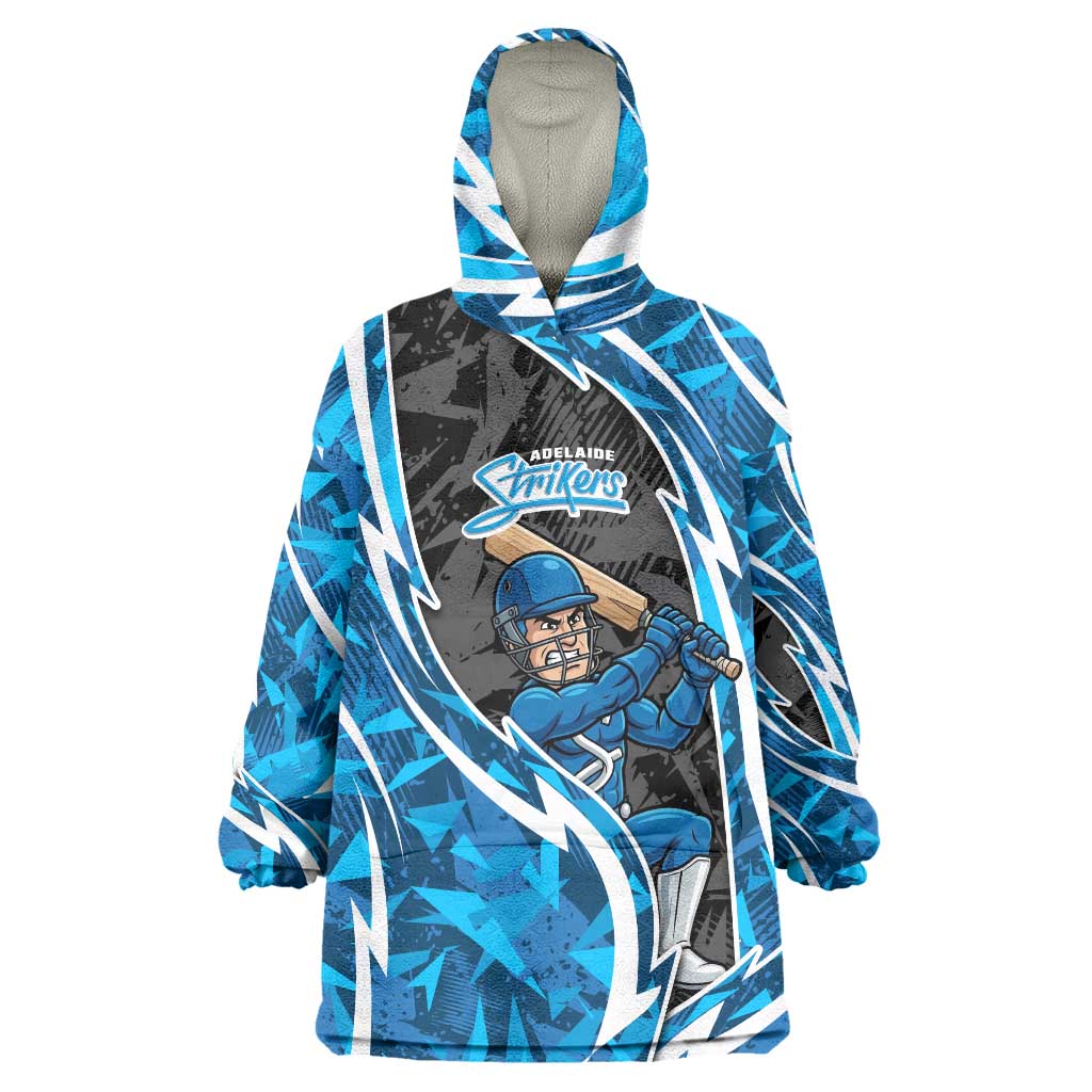 Adelaide Strikers Wearable Blanket Hoodie Flaming Lightning Storm Geometric Sports Mascot Art