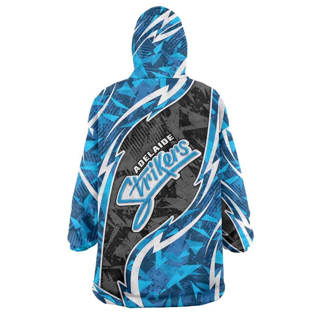 Adelaide Strikers Wearable Blanket Hoodie Flaming Lightning Storm Geometric Sports Mascot Art