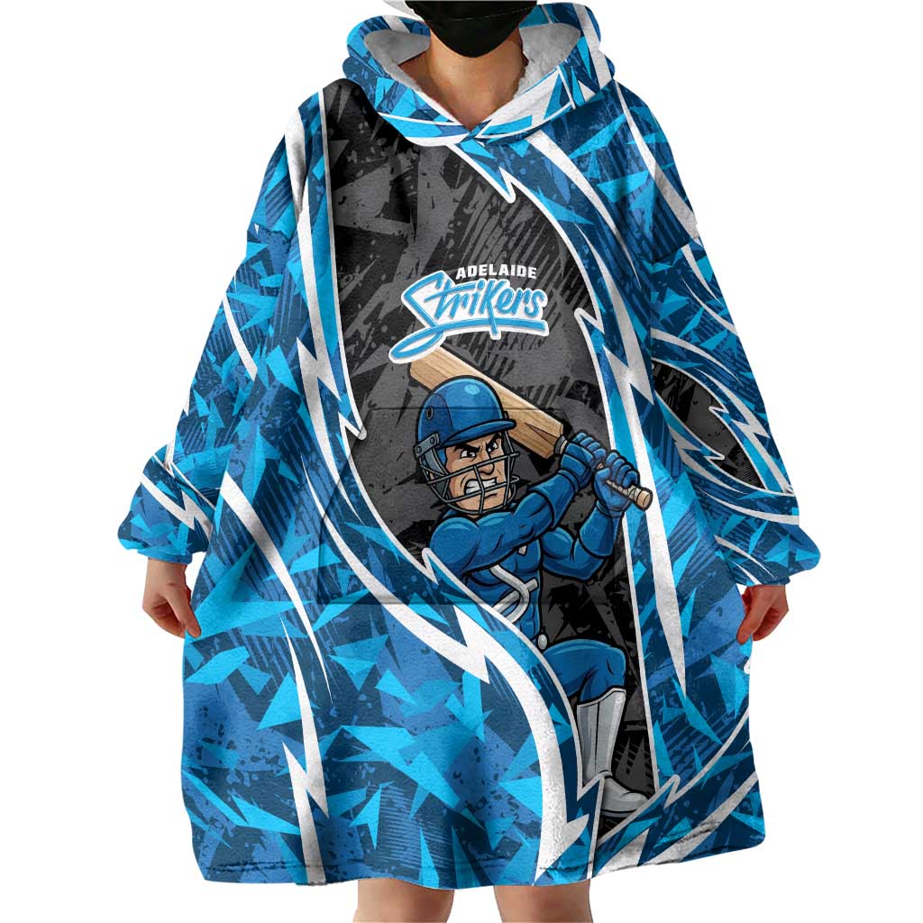 Adelaide Strikers Wearable Blanket Hoodie Flaming Lightning Storm Geometric Sports Mascot Art