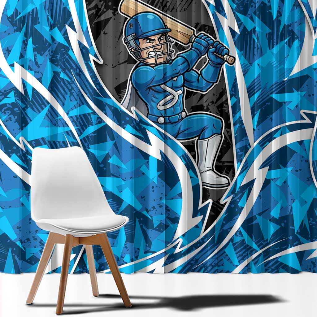 Adelaide Strikers Window Curtain Flaming Lightning Storm Geometric Sports Mascot Art