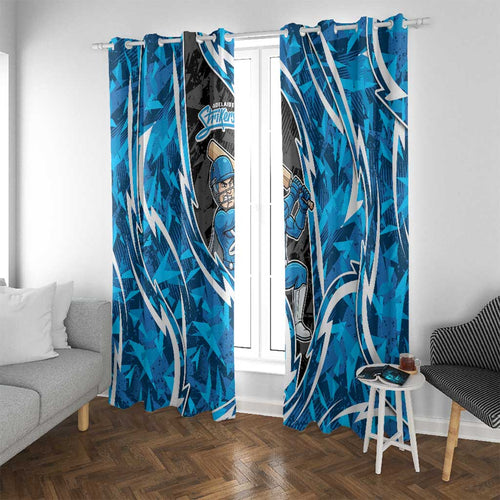Adelaide Strikers Window Curtain Flaming Lightning Storm Geometric Sports Mascot Art