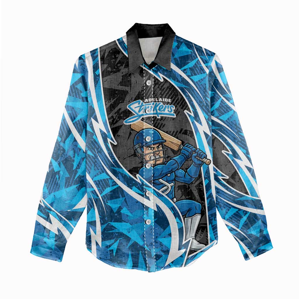 Adelaide Strikers Women Casual Shirt Flaming Lightning Storm Geometric Sports Mascot Art