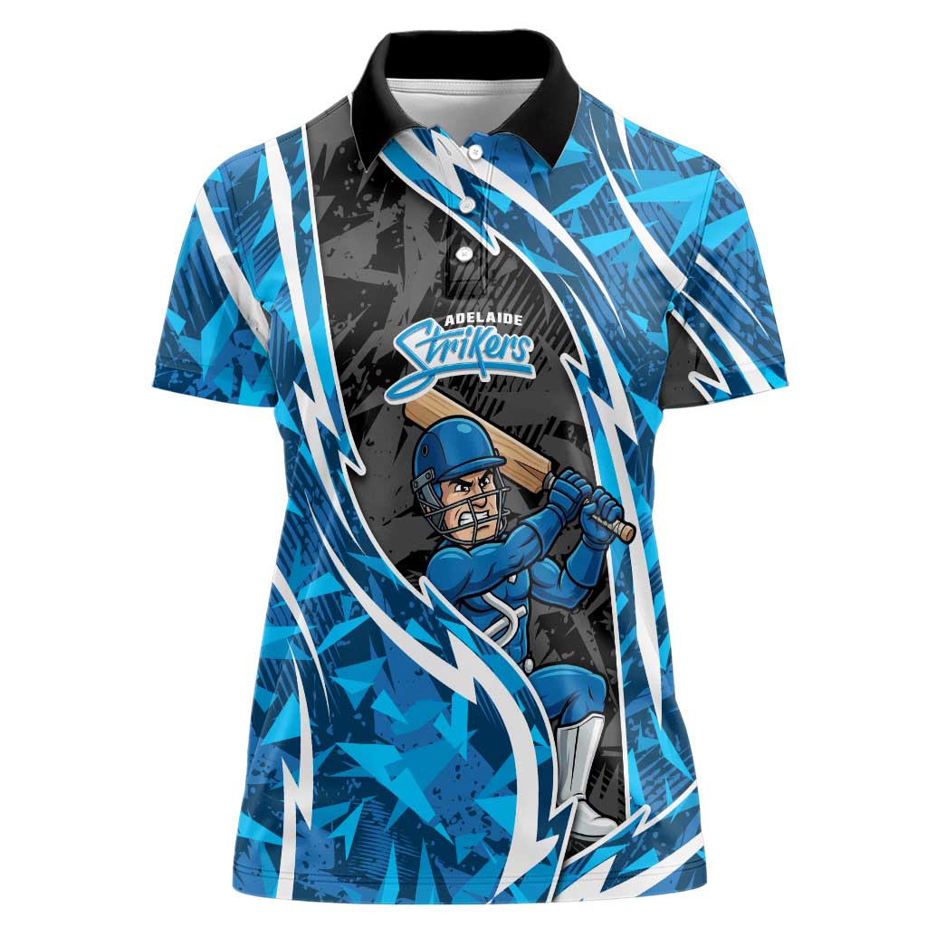 Adelaide Strikers Women Polo Shirt Flaming Lightning Storm Geometric Sports Mascot Art