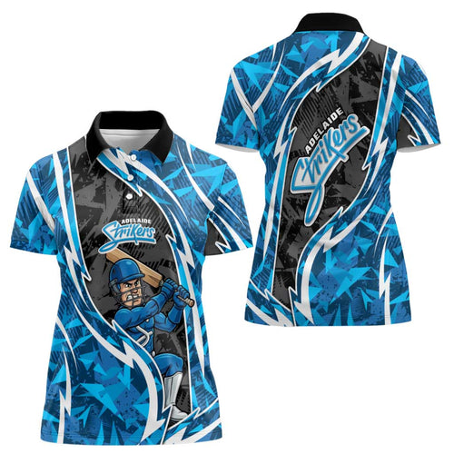Adelaide Strikers Women Polo Shirt Flaming Lightning Storm Geometric Sports Mascot Art