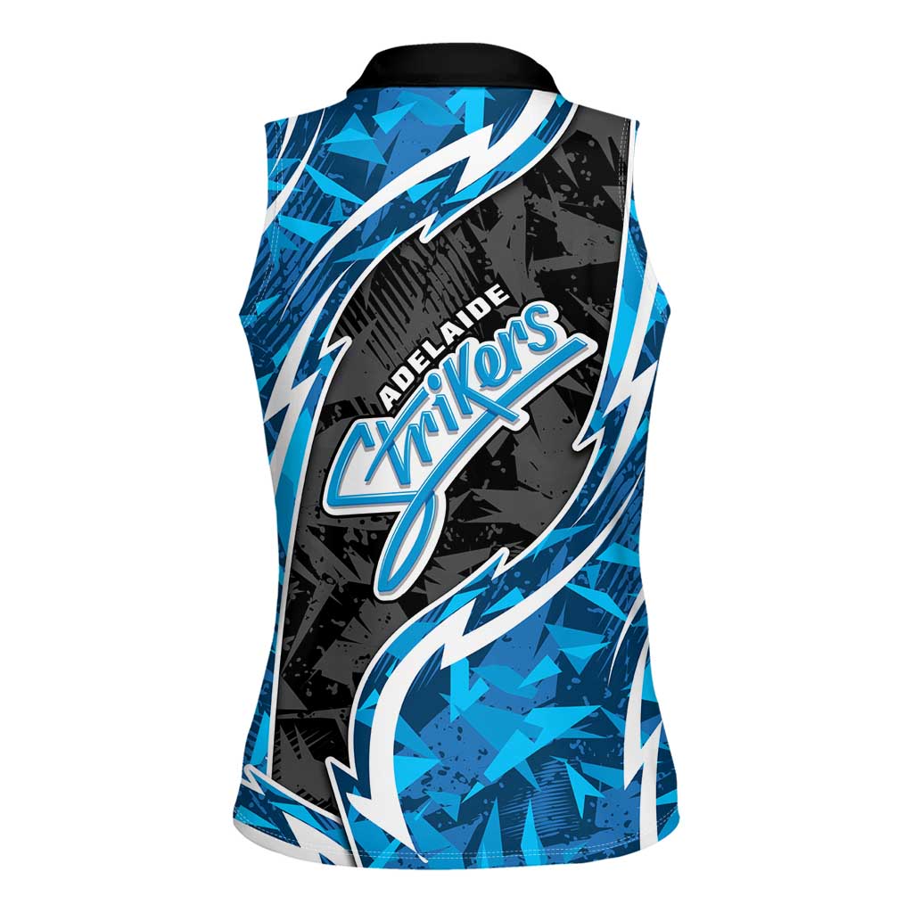 Adelaide Strikers Women Sleeveless Polo Shirt Flaming Lightning Storm Geometric Sports Mascot Art