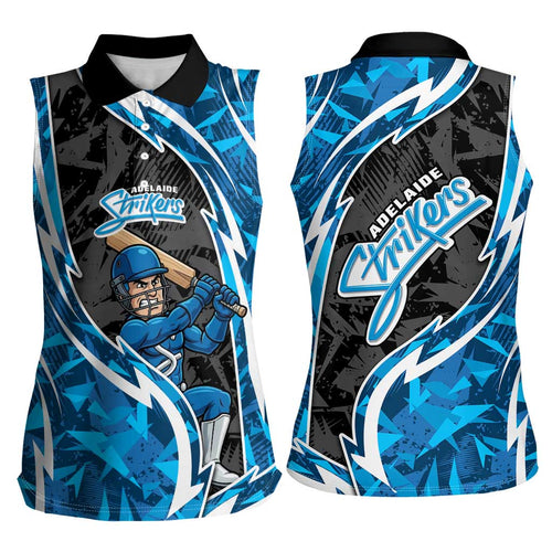 Adelaide Strikers Women Sleeveless Polo Shirt Flaming Lightning Storm Geometric Sports Mascot Art