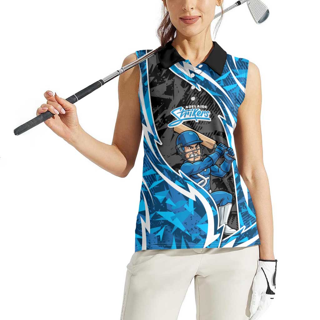Adelaide Strikers Women Sleeveless Polo Shirt Flaming Lightning Storm Geometric Sports Mascot Art