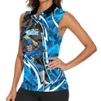 Adelaide Strikers Women Sleeveless Polo Shirt Flaming Lightning Storm Geometric Sports Mascot Art