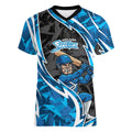 Adelaide Strikers Women V-Neck T-Shirt Flaming Lightning Storm Geometric Sports Mascot Art