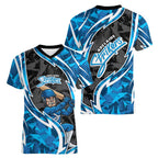 Adelaide Strikers Women V-Neck T-Shirt Flaming Lightning Storm Geometric Sports Mascot Art