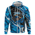 Adelaide Strikers Zip Hoodie Flaming Lightning Storm Geometric Sports Mascot Art