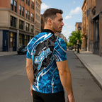 Adelaide Strikers Zipper Polo Shirt Flaming Lightning Storm Geometric Sports Mascot Art