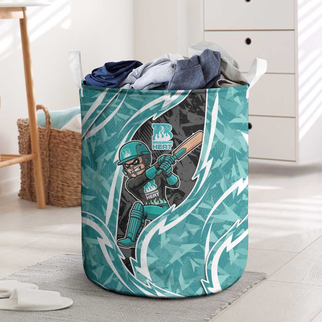 Brisbane Heat Laundry Basket Flaming Lightning Storm Geometric Sports Mascot Art
