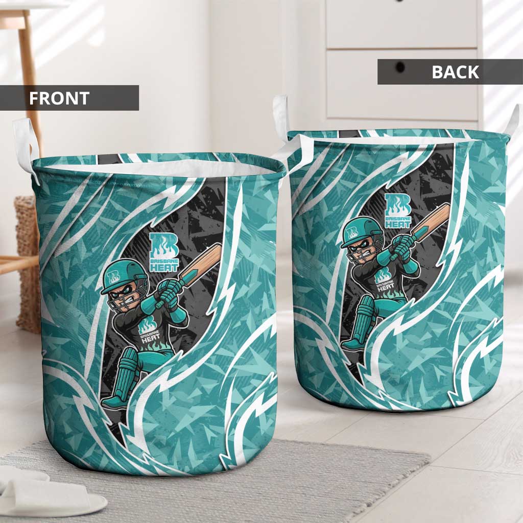 Brisbane Heat Laundry Basket Flaming Lightning Storm Geometric Sports Mascot Art