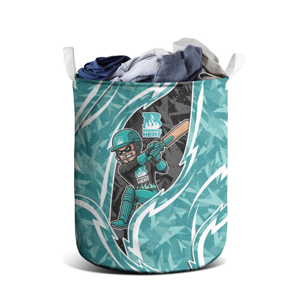 Brisbane Heat Laundry Basket Flaming Lightning Storm Geometric Sports Mascot Art